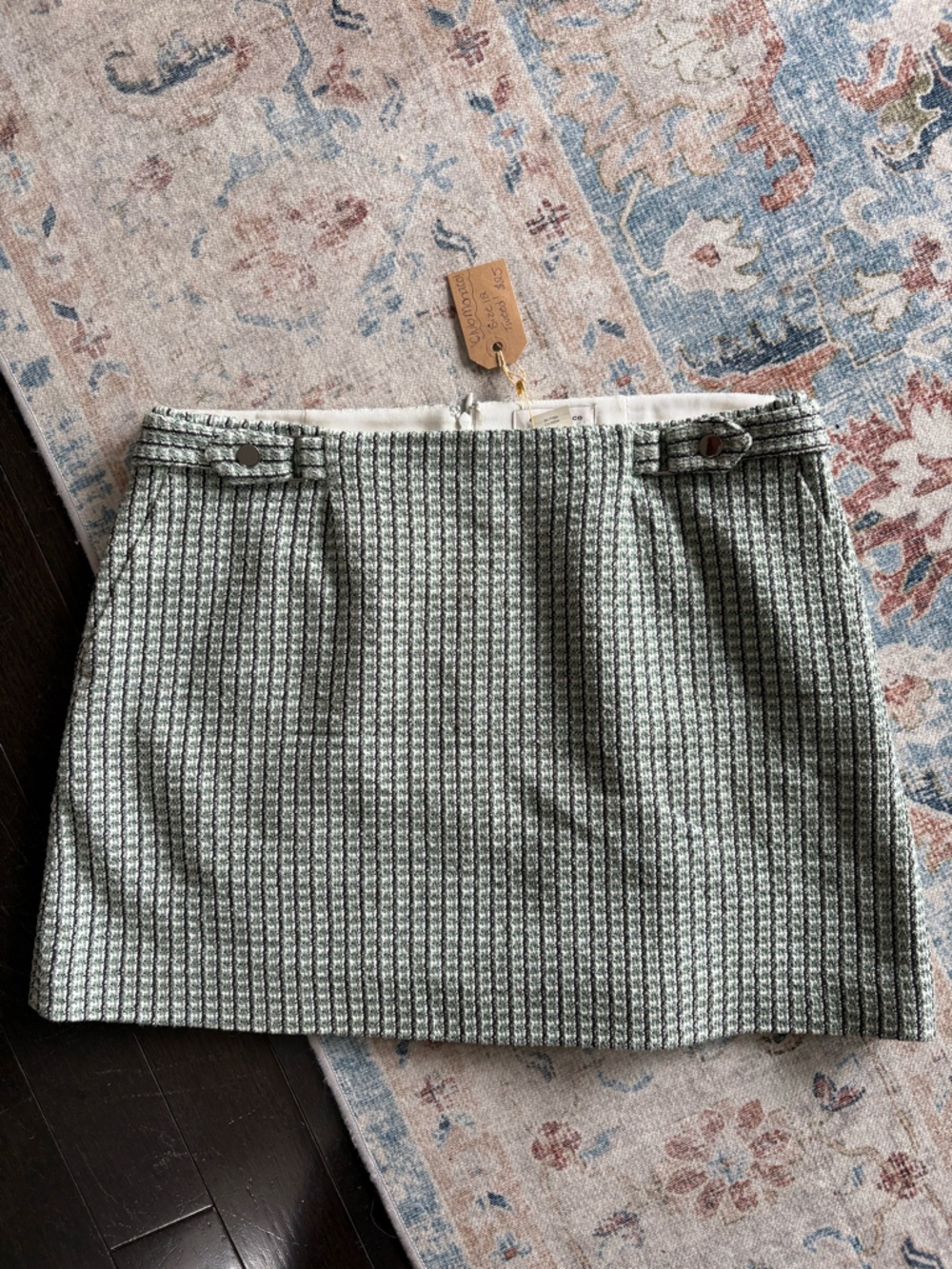 Green Tweed Mini Skirt